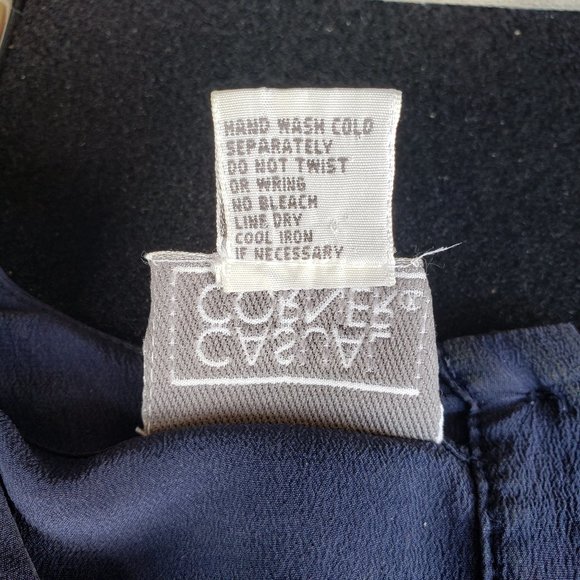 Casual Corner Silk Short Sleeve Blouse, Navy - Picture 8 of 11